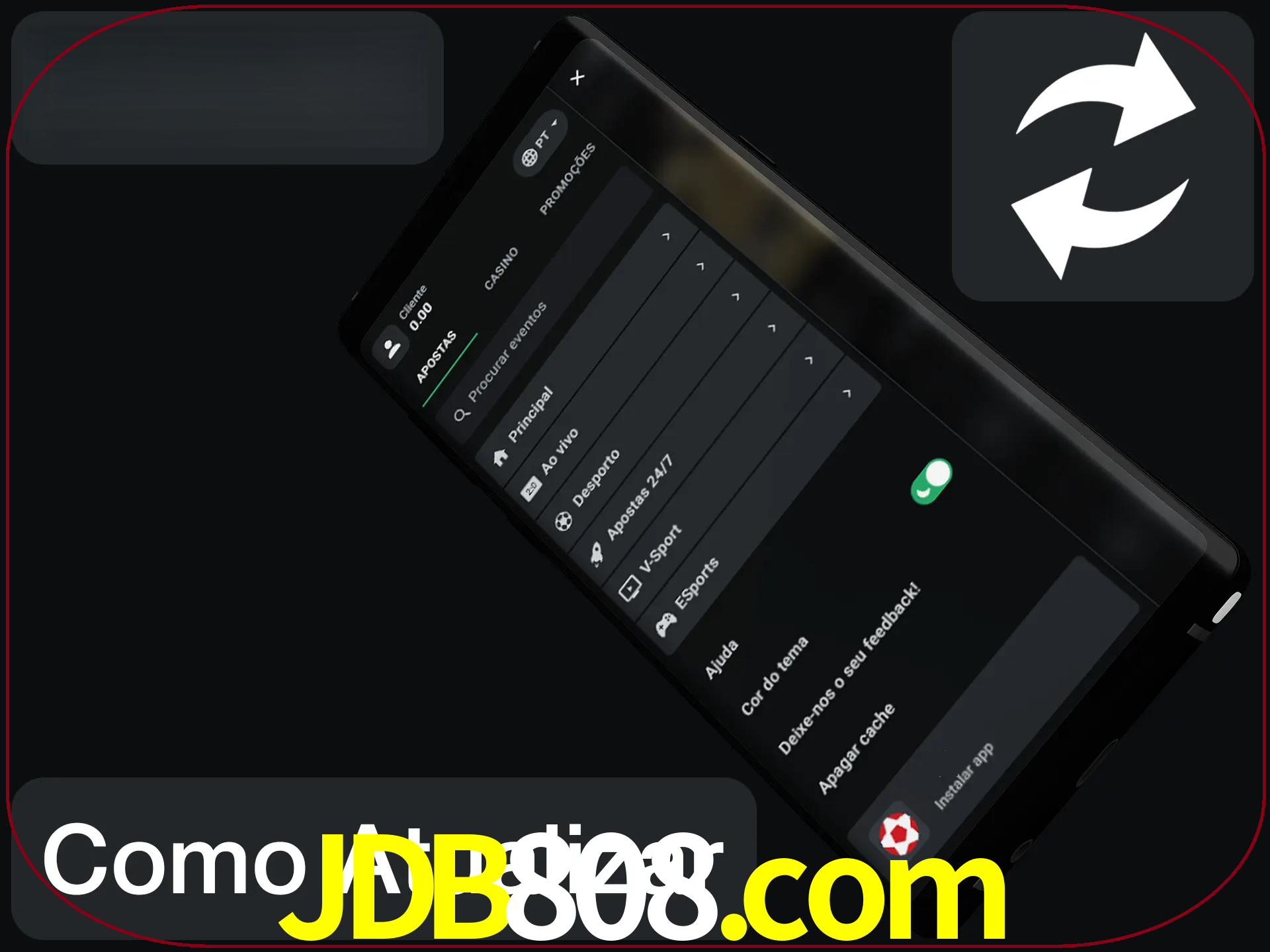 O aplicativo é atualizado automaticamente quando você faz o login.